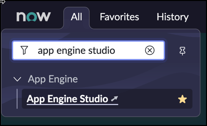 App Engine Studio menu