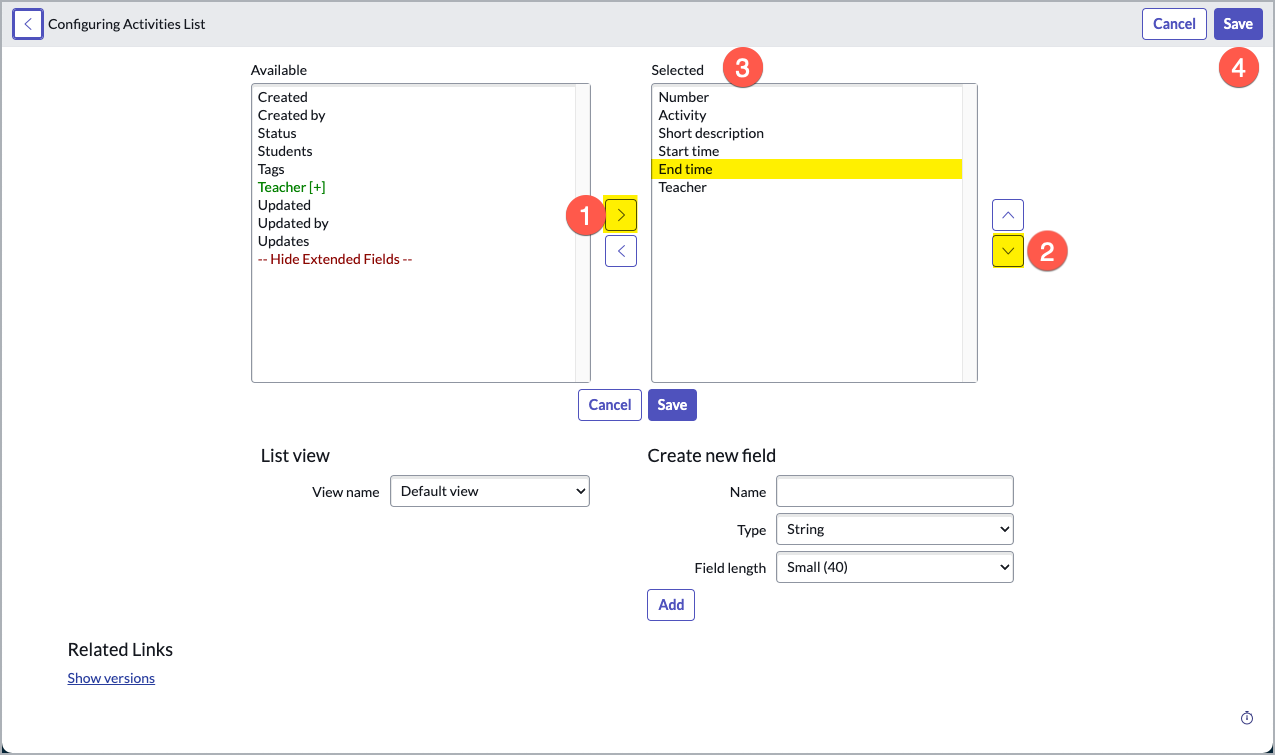 Configuring the list layout